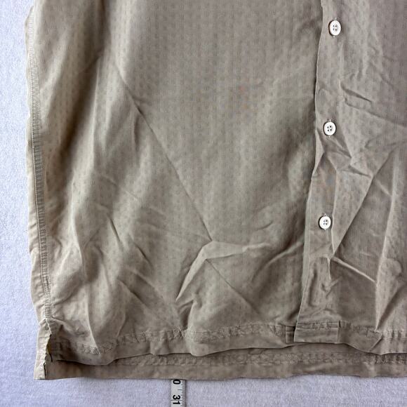 Haggar Short Sleeve Button Up Shirt Mens Large Dobby Square Beige Classic Resort - Picture 7 of 8